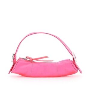 By Far Kubi Satin Diamante Rhinestone Embellished Mini Bag In Pink Fuchsia
